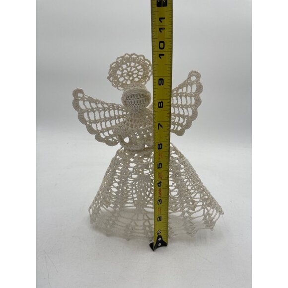 Handcrafted Cream Crochet Lace Angel Figurine Decoration Tree Topper - Picture 7 of 7